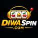 DIWA SPIN.COM gaming logo with golden slot machine, cherries and bell on black background